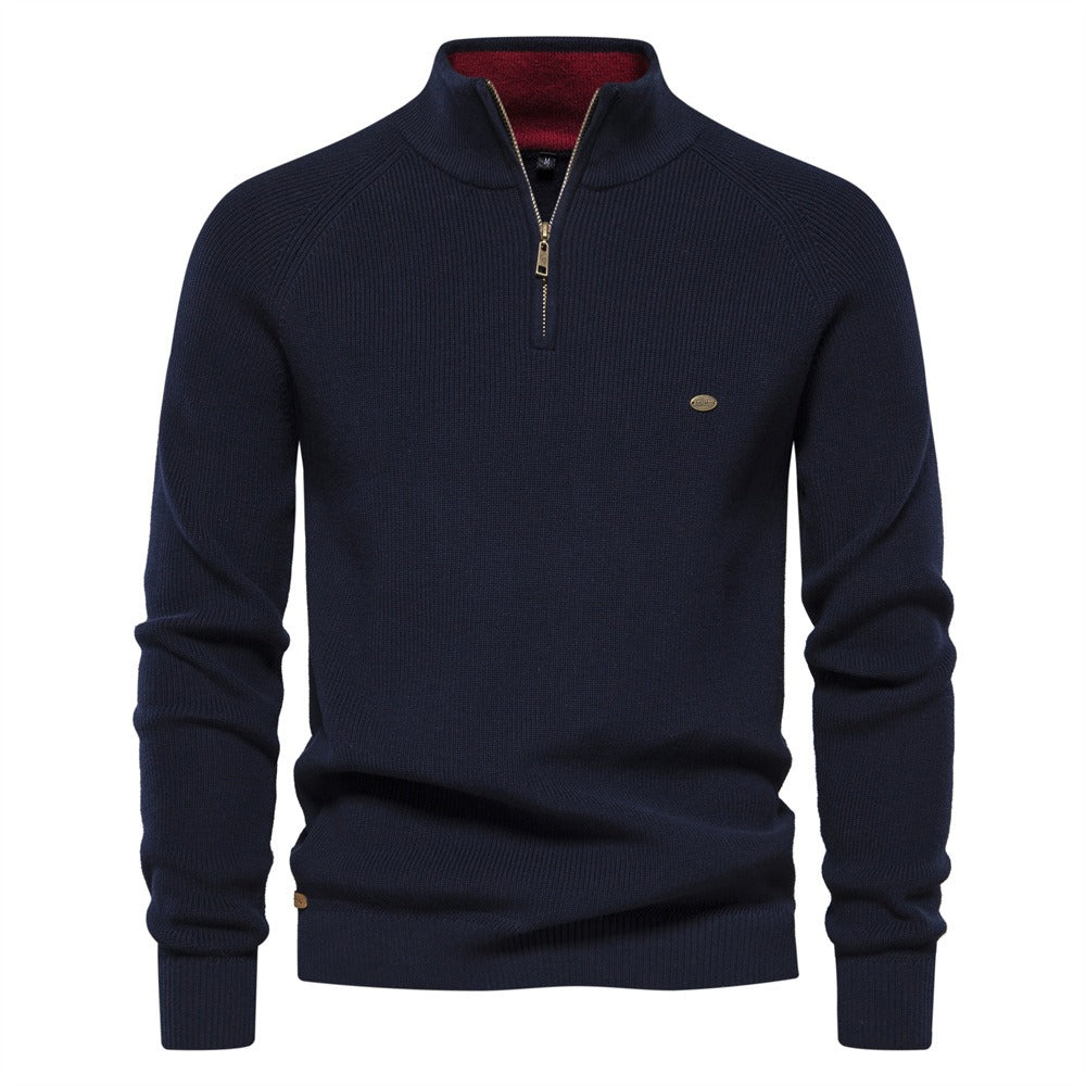 Subtle Pattern Quarter-Zip Sweater