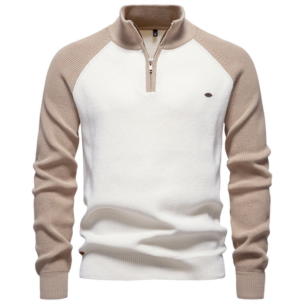 Subtle Pattern Quarter-Zip Sweater