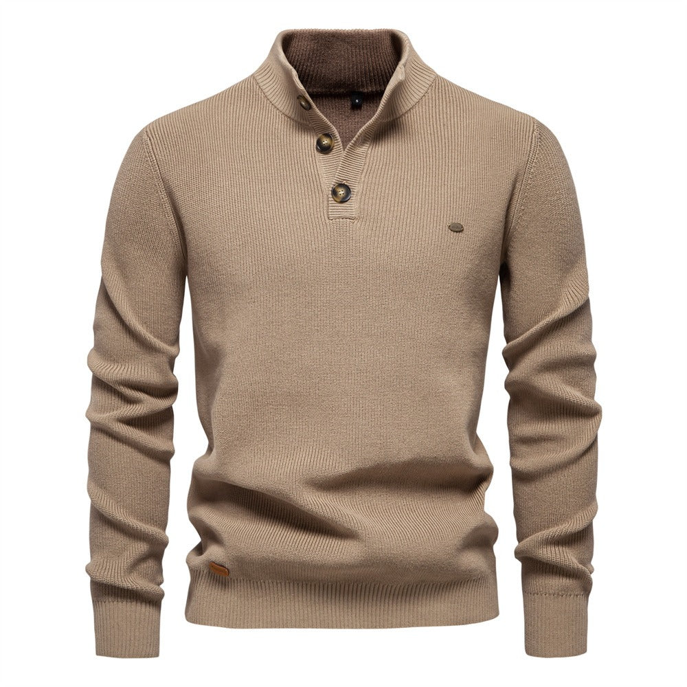 Men's Refined Button-Neck Pullover