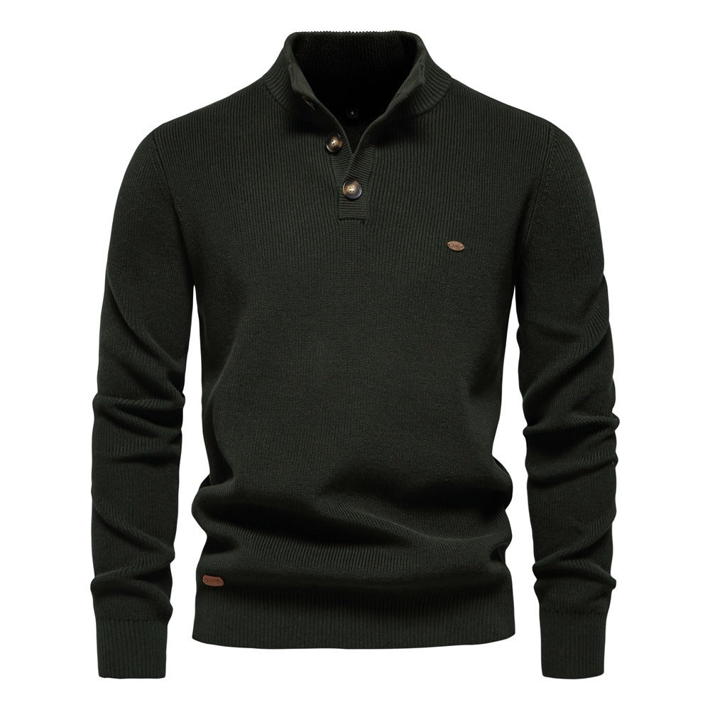 Men's Refined Button-Neck Pullover