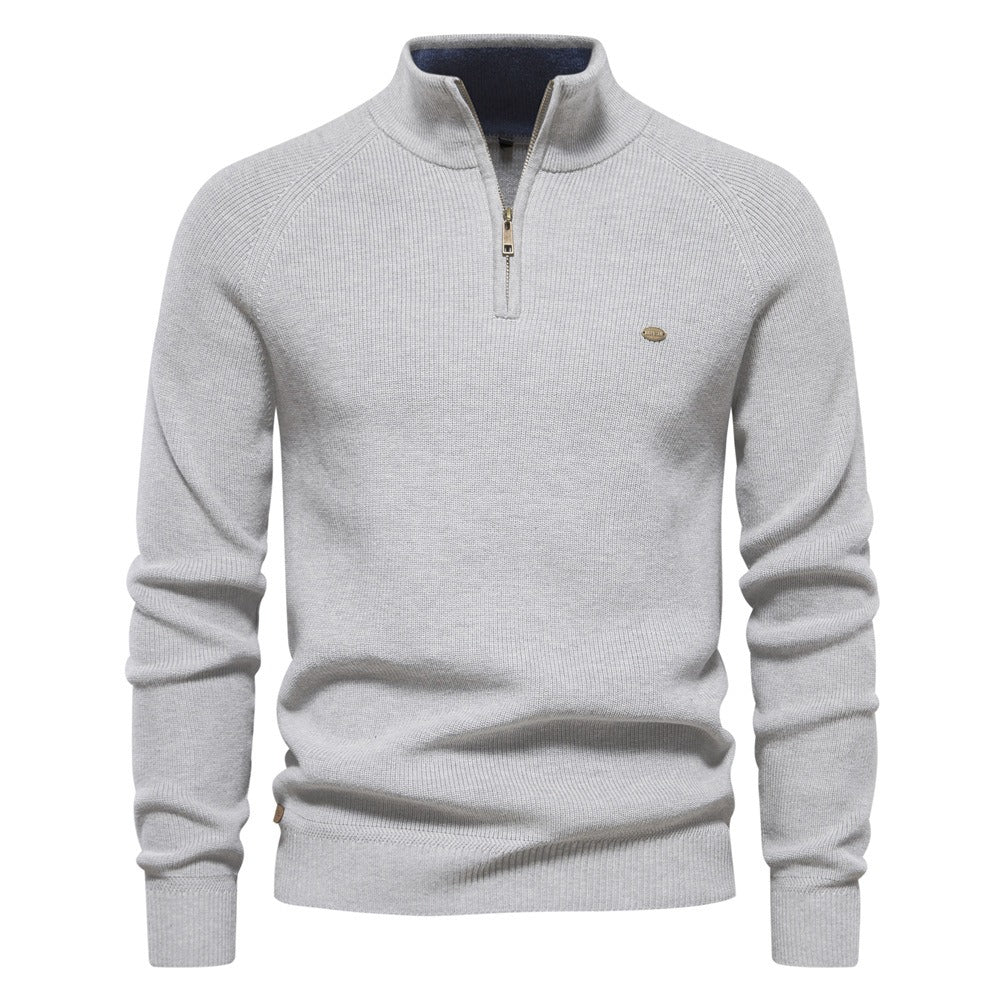 Subtle Pattern Quarter-Zip Sweater