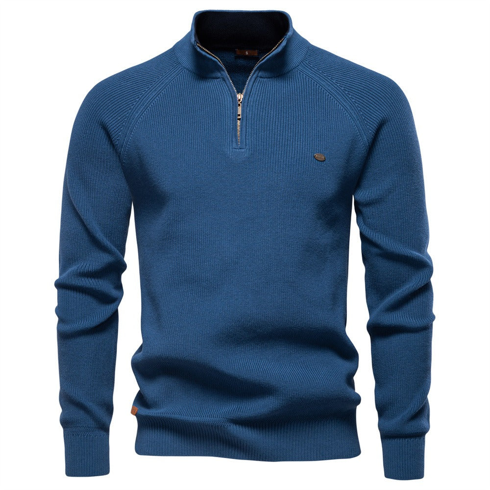 Subtle Pattern Quarter-Zip Sweater