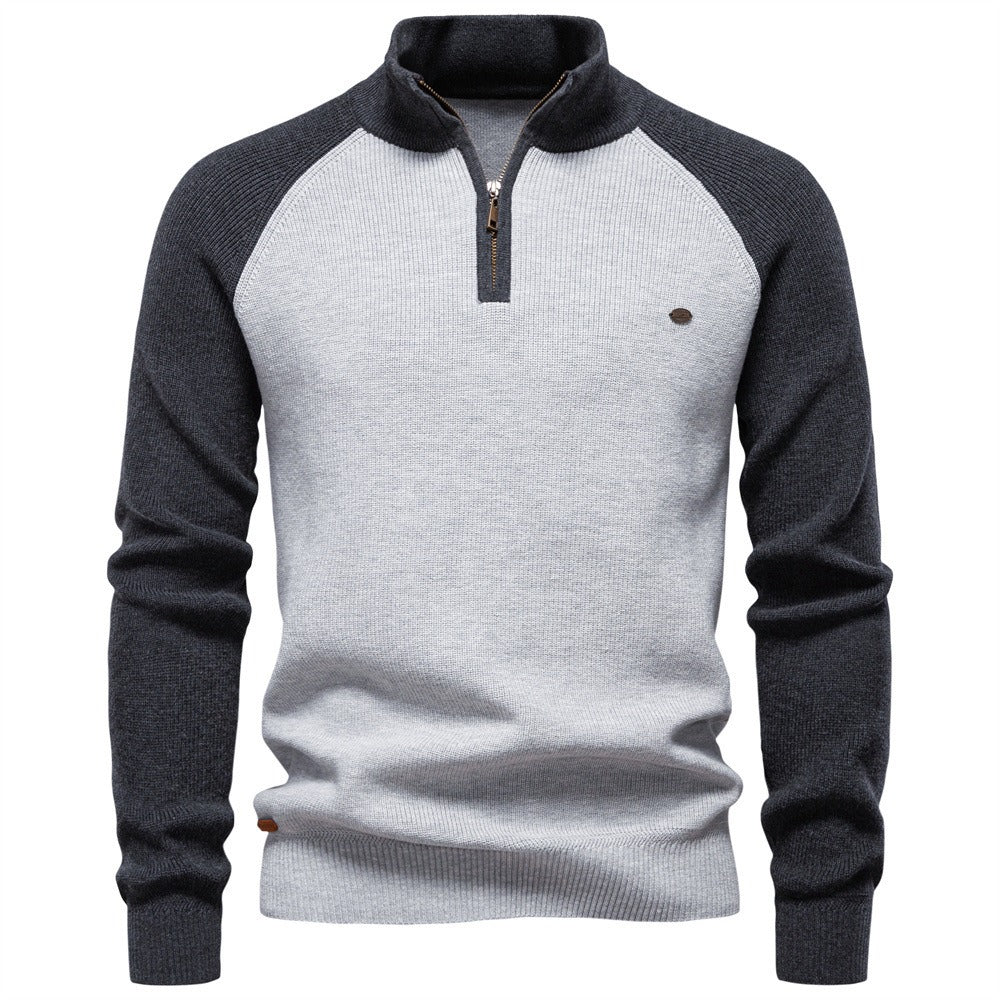 Subtle Pattern Quarter-Zip Sweater