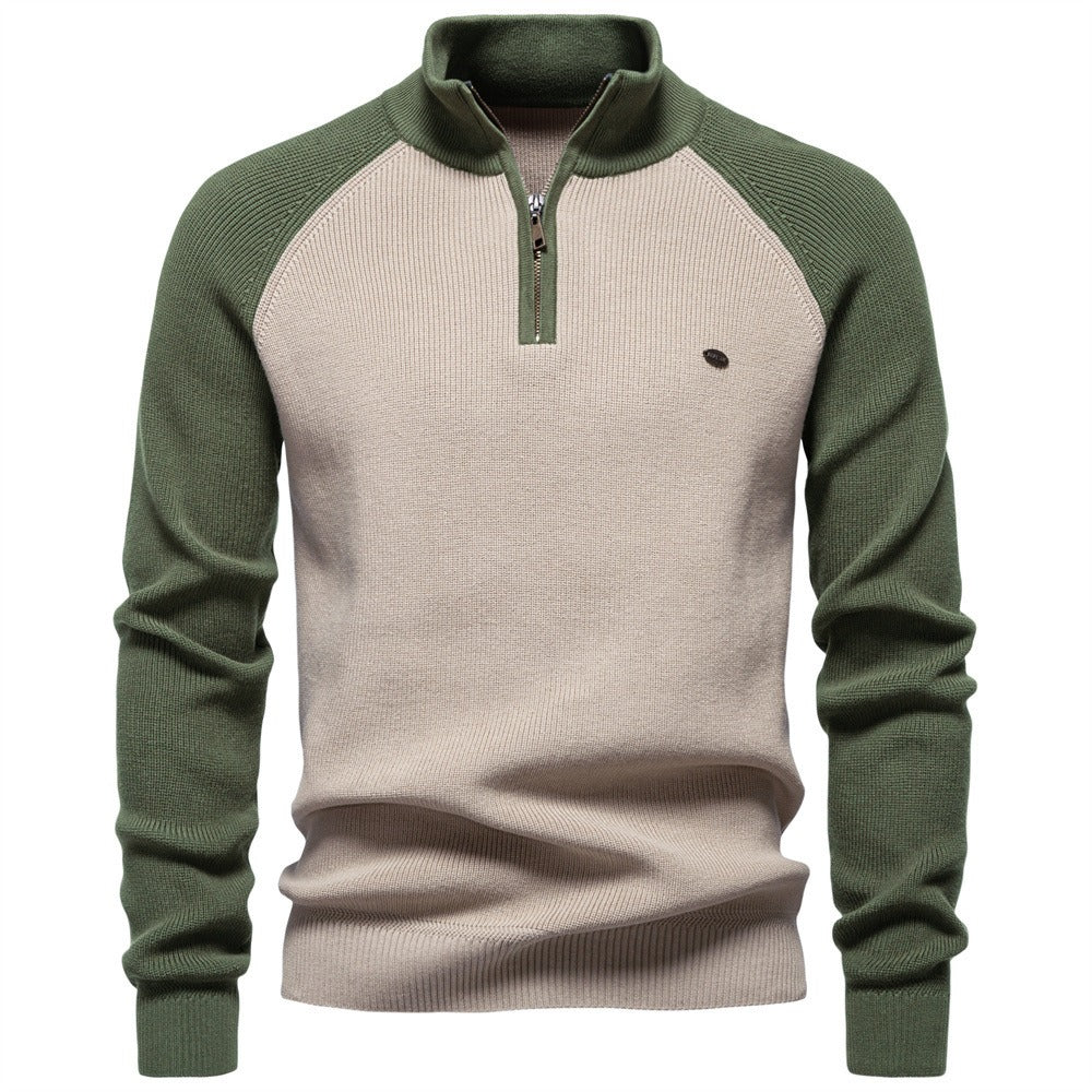 Subtle Pattern Quarter-Zip Sweater
