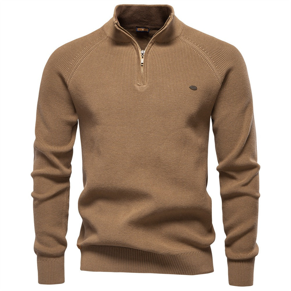 Subtle Pattern Quarter-Zip Sweater