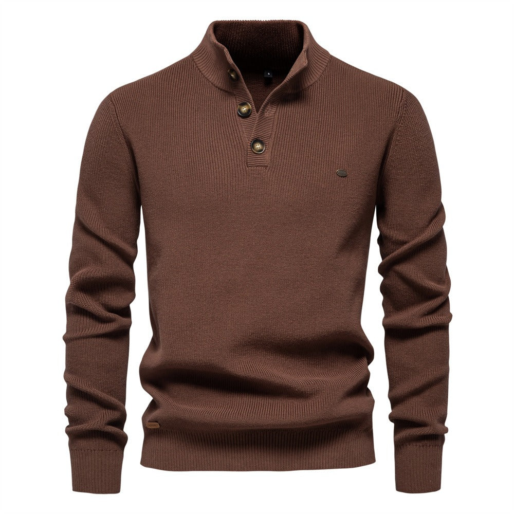 Men's Refined Button-Neck Pullover
