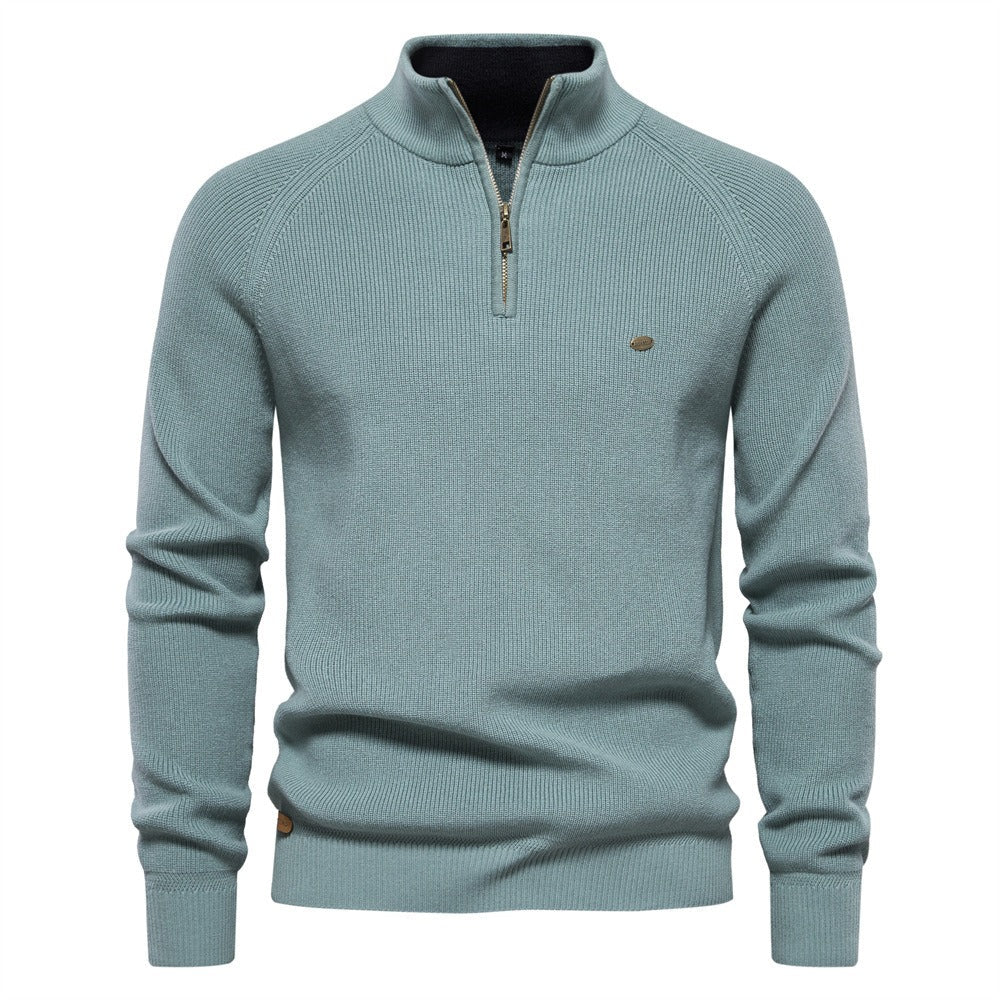 Subtle Pattern Quarter-Zip Sweater