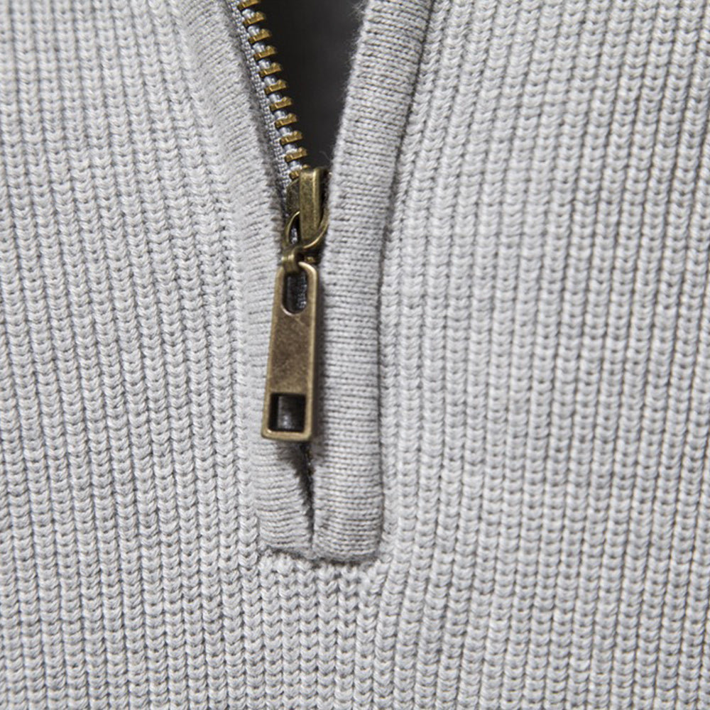 Subtle Pattern Quarter-Zip Sweater