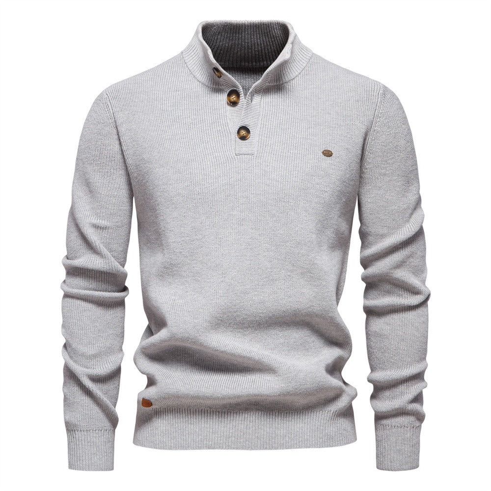 Men's Refined Button-Neck Pullover