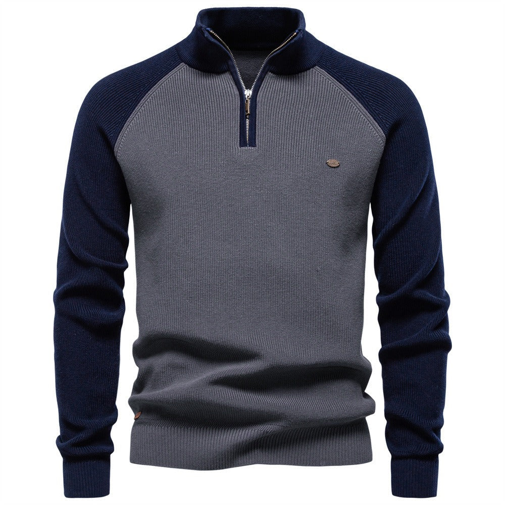 Subtle Pattern Quarter-Zip Sweater