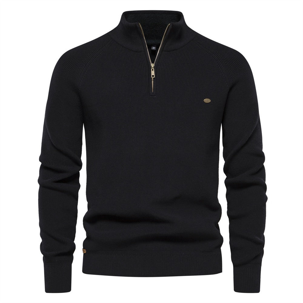 Subtle Pattern Quarter-Zip Sweater