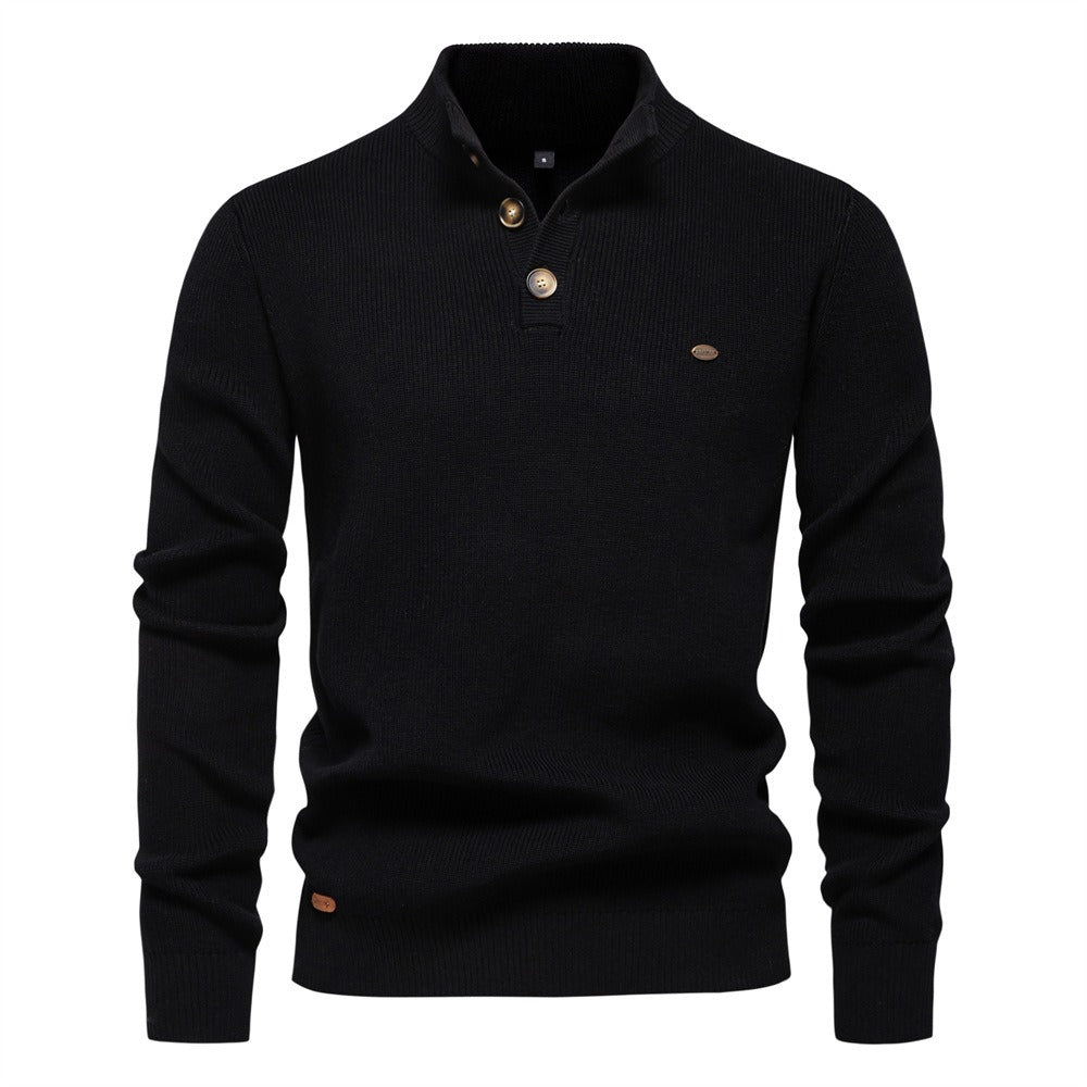 Men's Refined Button-Neck Pullover