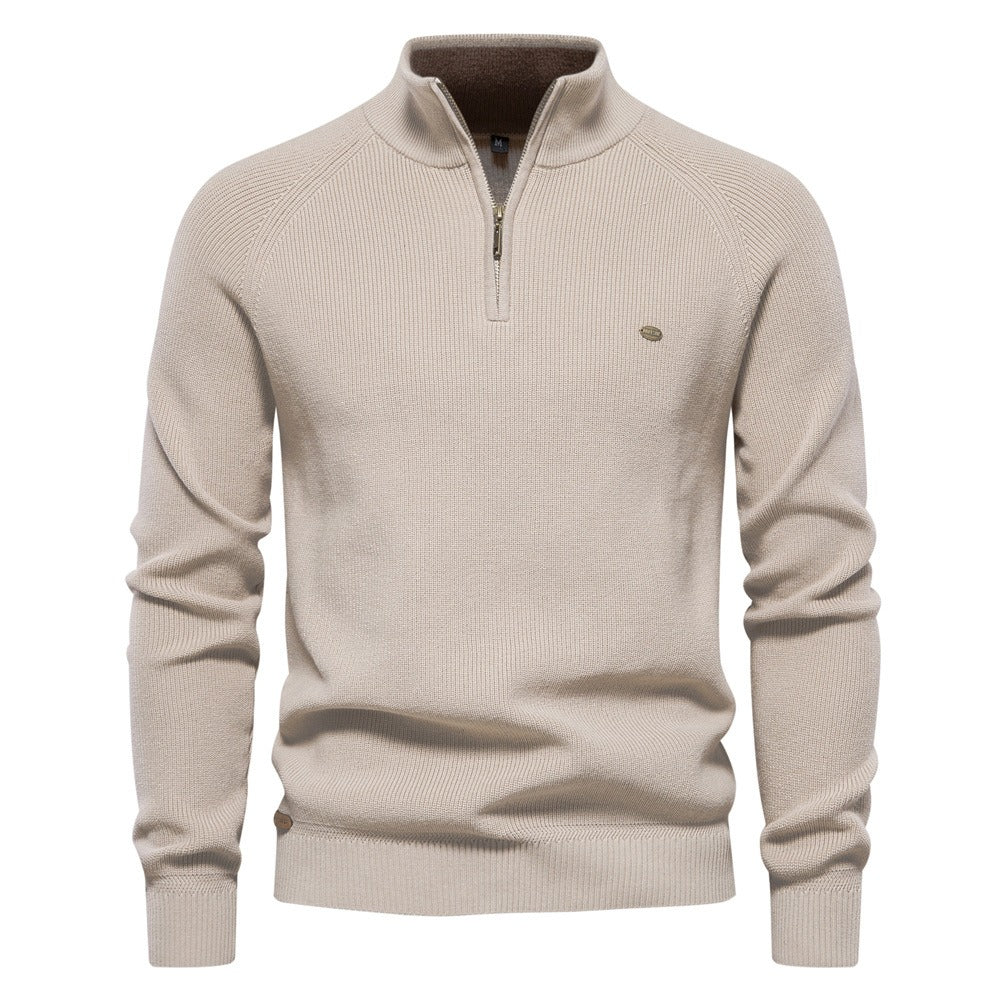 Subtle Pattern Quarter-Zip Sweater