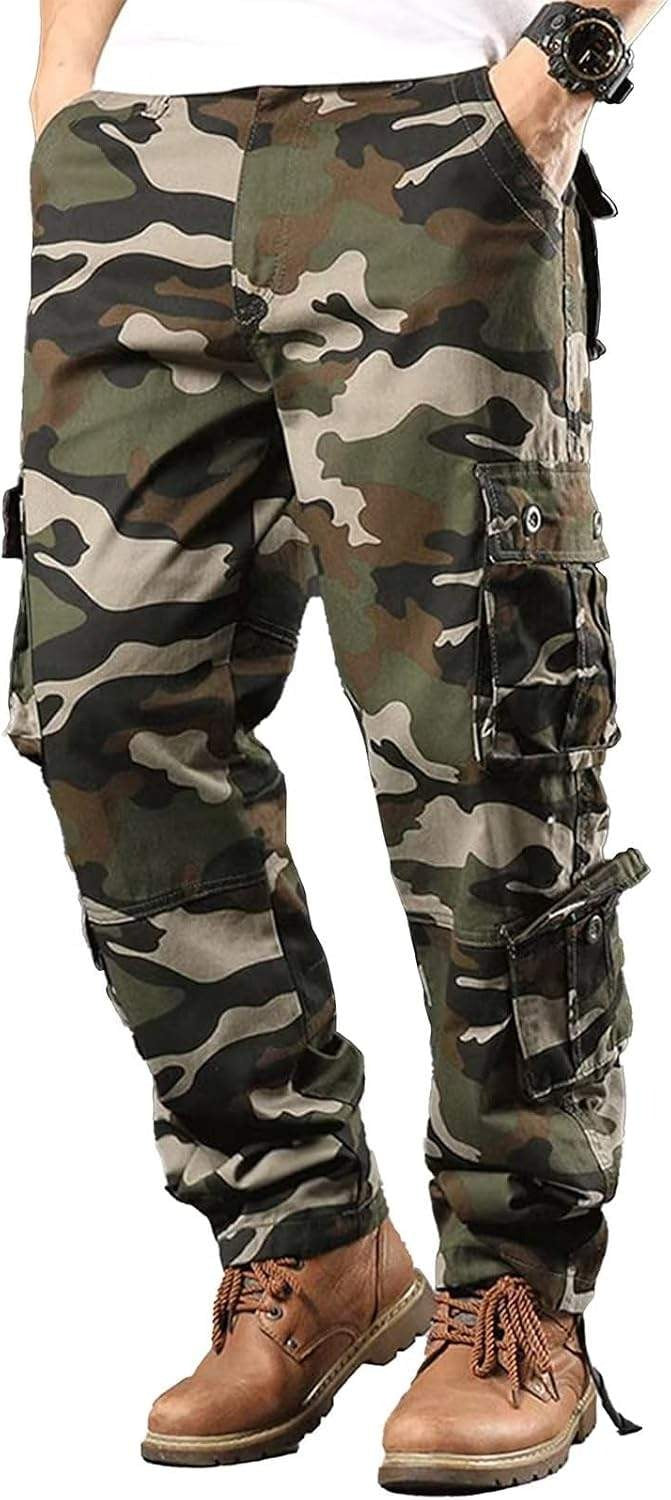 Men’s Cargo Pants Camo Military Fatigue Camouflage Hunting Combat Work Casual Pants Multi Pocket