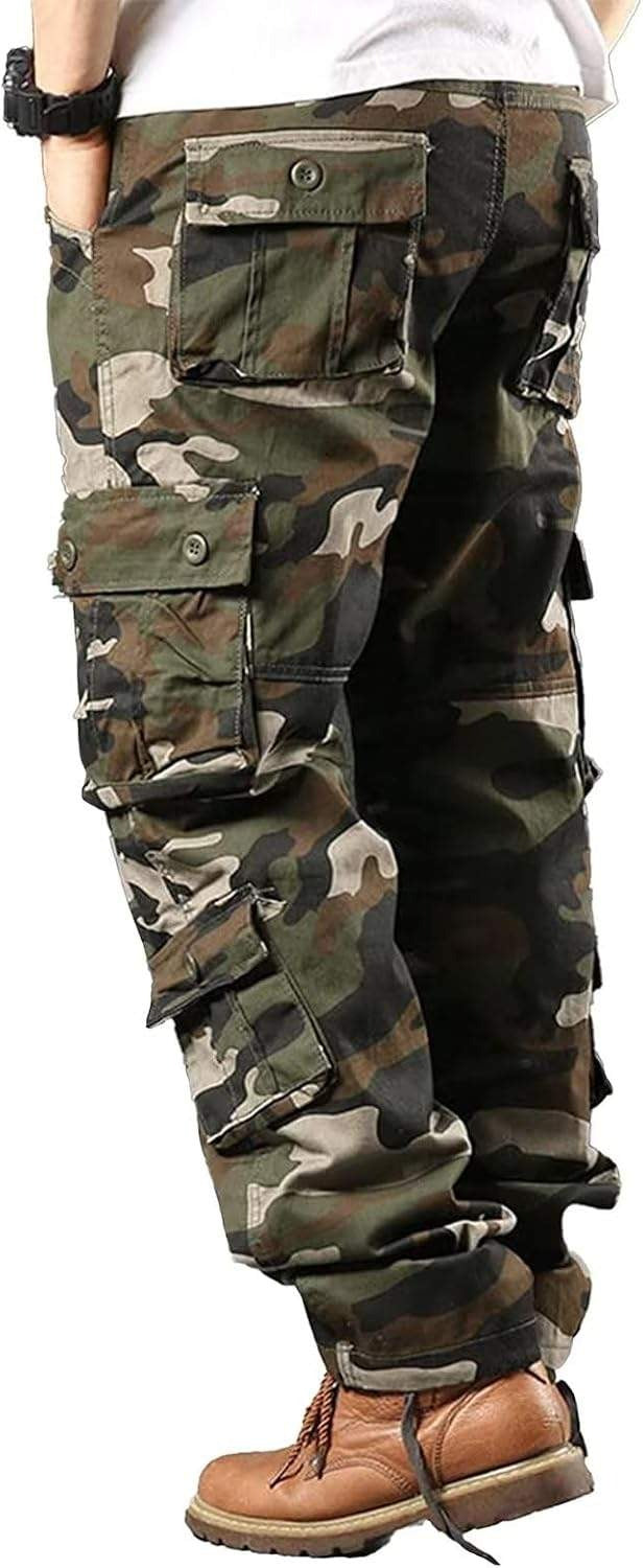 Men’s Cargo Pants Camo Military Fatigue Camouflage Hunting Combat Work Casual Pants Multi Pocket