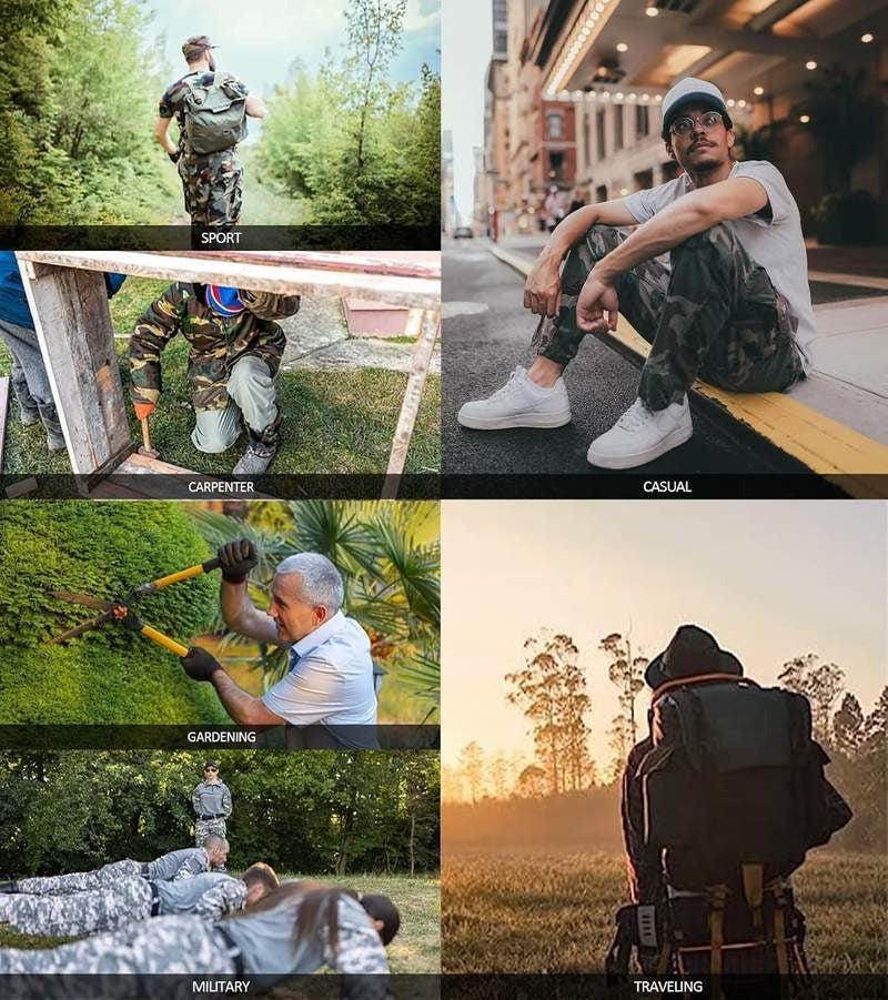 Men’s Cargo Pants Camo Military Fatigue Camouflage Hunting Combat Work Casual Pants Multi Pocket